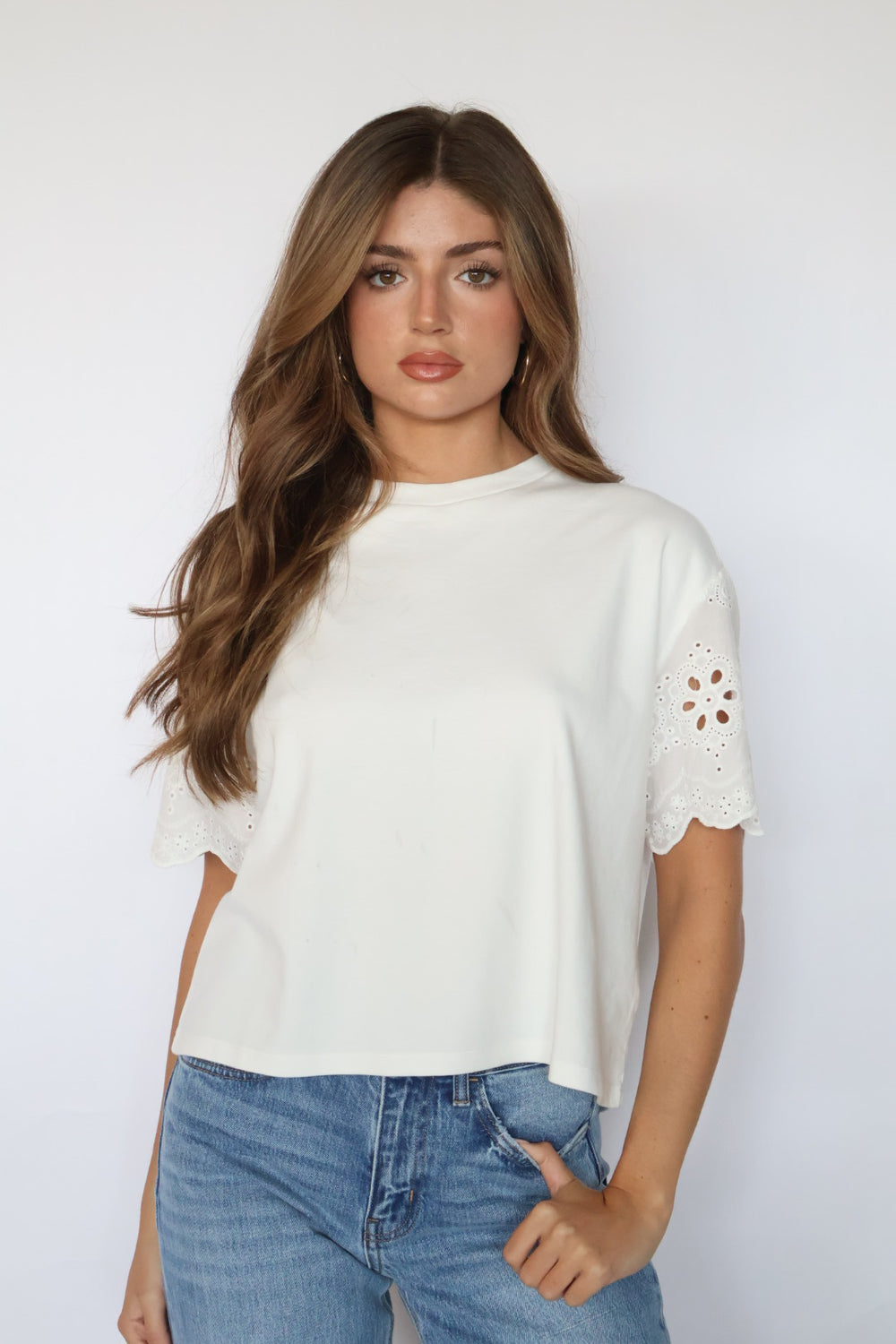 Eyelet Sleeve T-Shirt