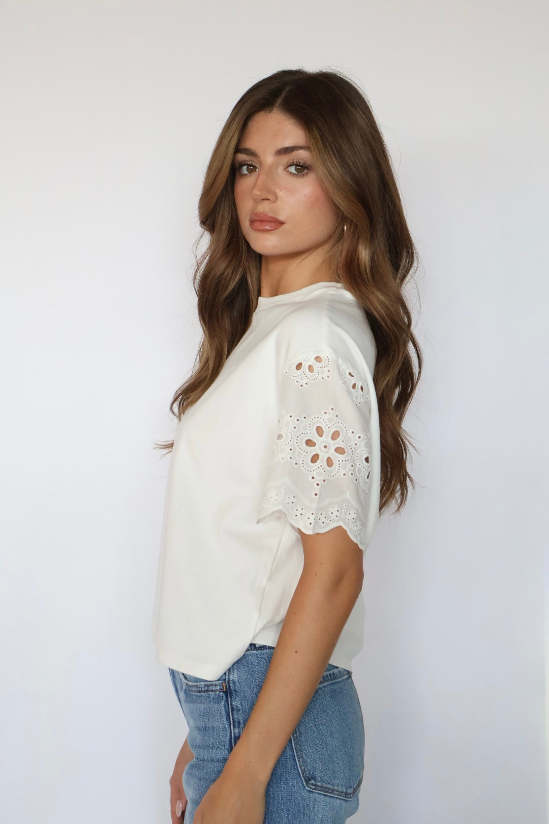 Eyelet Sleeve T-Shirt