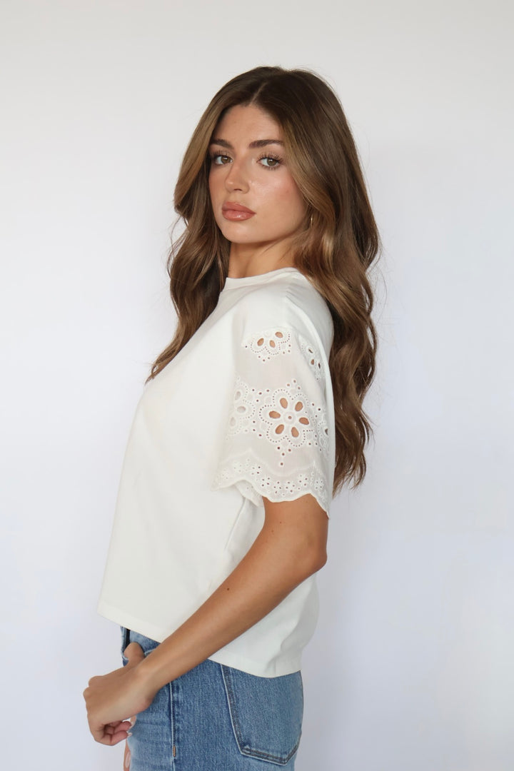 Eyelet Sleeve T-Shirt