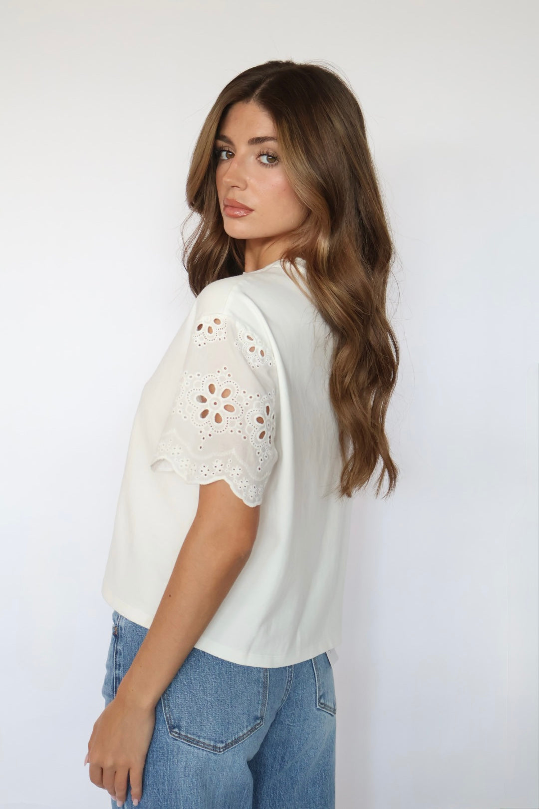 Eyelet Sleeve T-Shirt