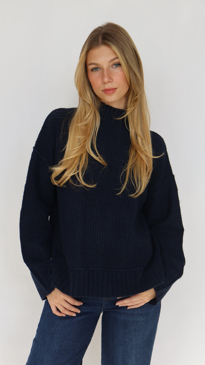 Mock Neck Knit Pullover Sweater