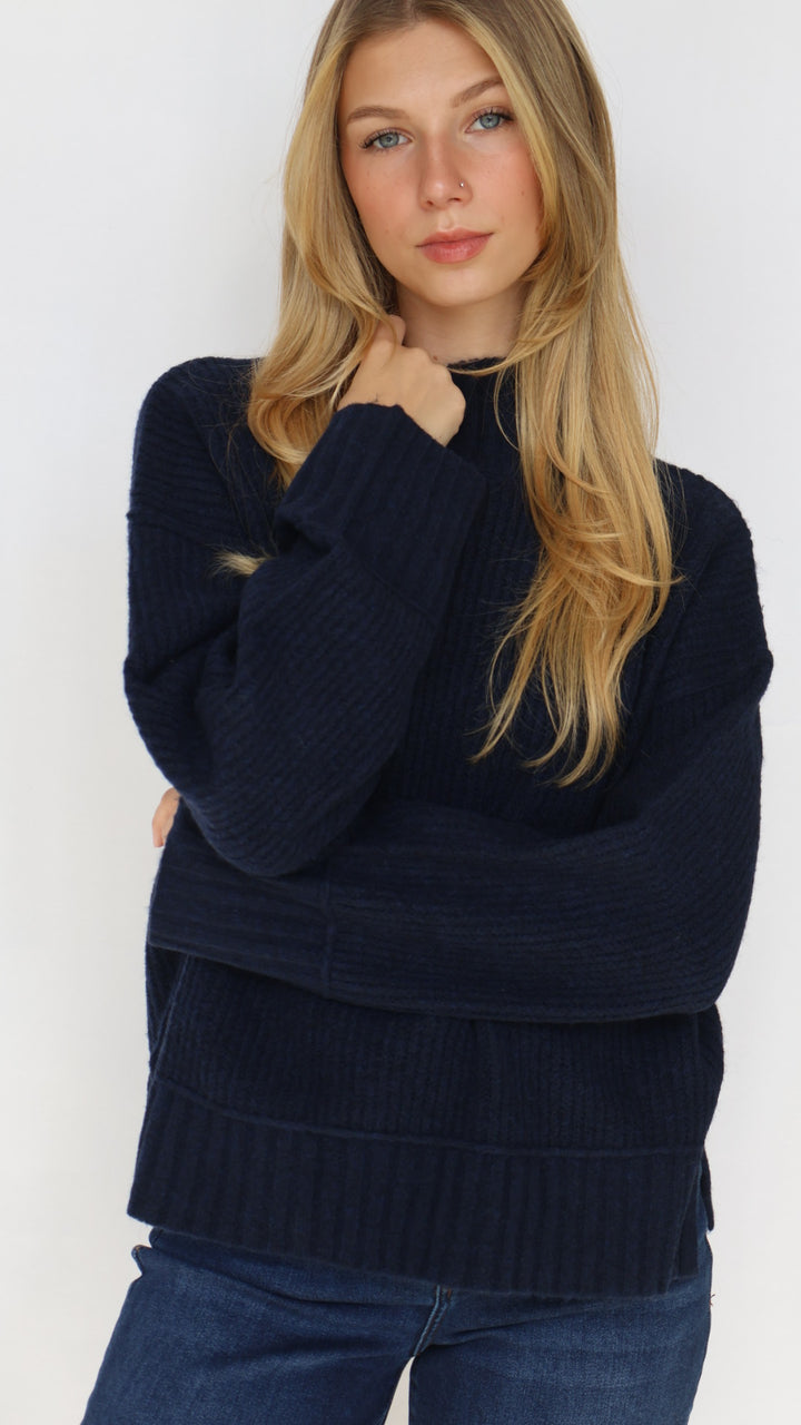 Mock Neck Knit Pullover Sweater