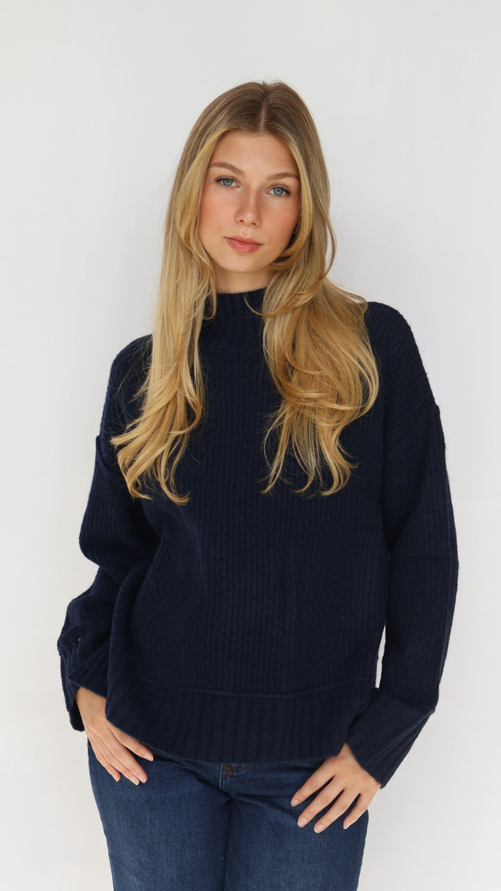 Mock Neck Knit Pullover Sweater