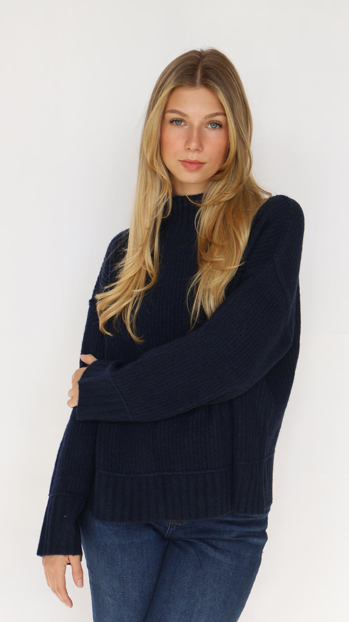 Mock Neck Knit Pullover Sweater