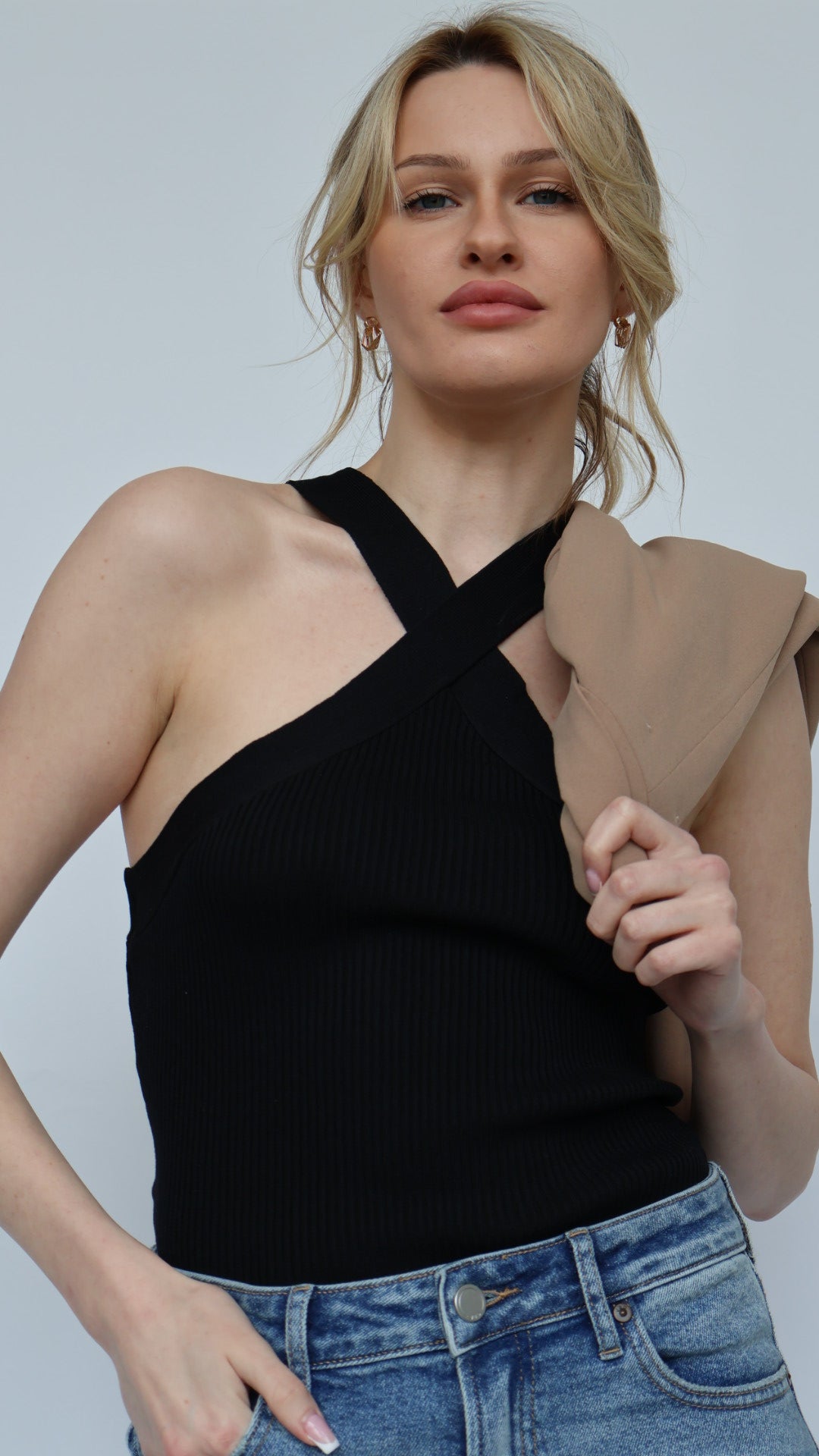 Ribbed Knit Halter Top