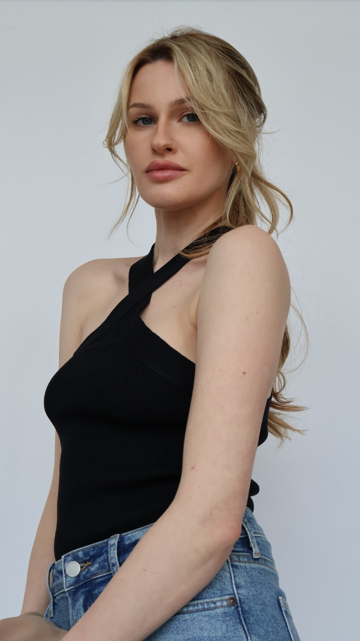 Ribbed Knit Halter Top
