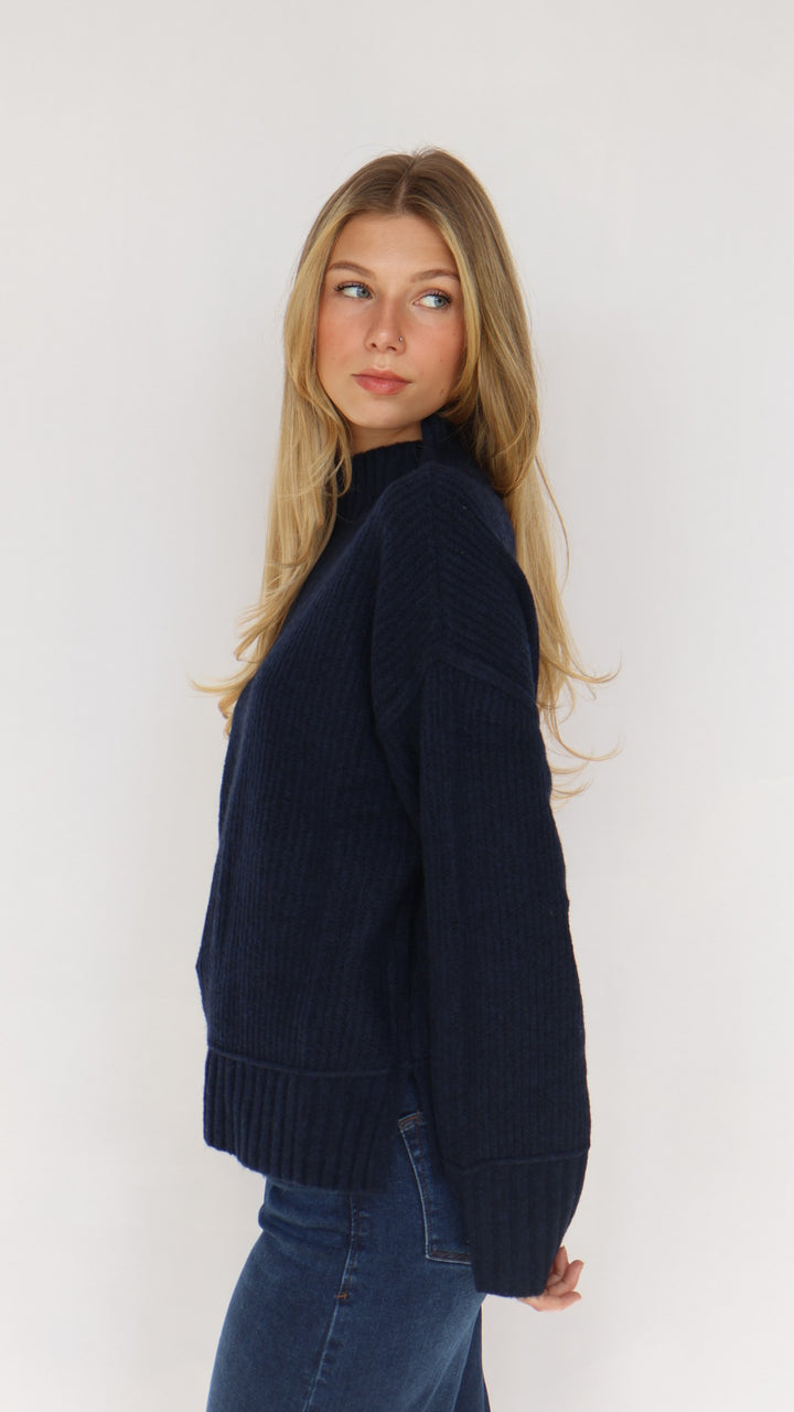 Mock Neck Knit Pullover Sweater