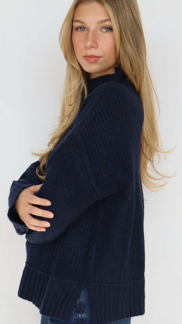 Mock Neck Knit Pullover Sweater