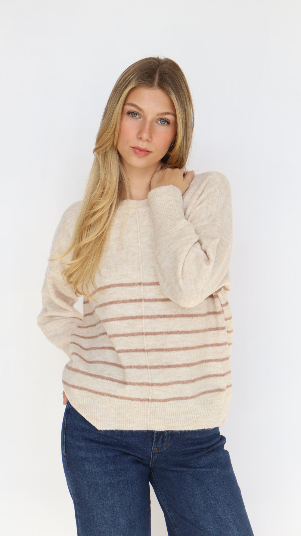 Stripe Crew Neck Everyday Sweater