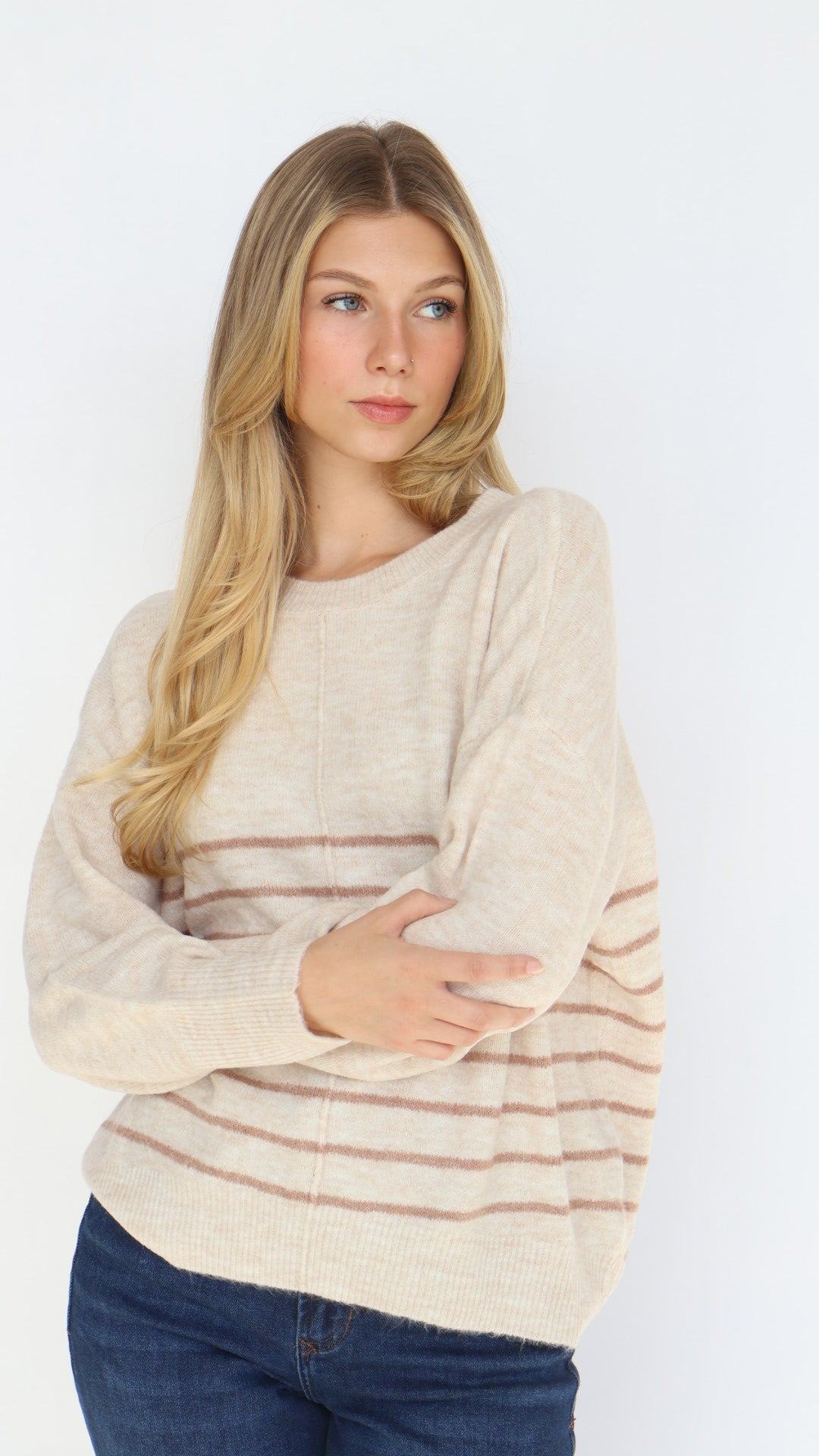 Stripe Crew Neck Everyday Sweater
