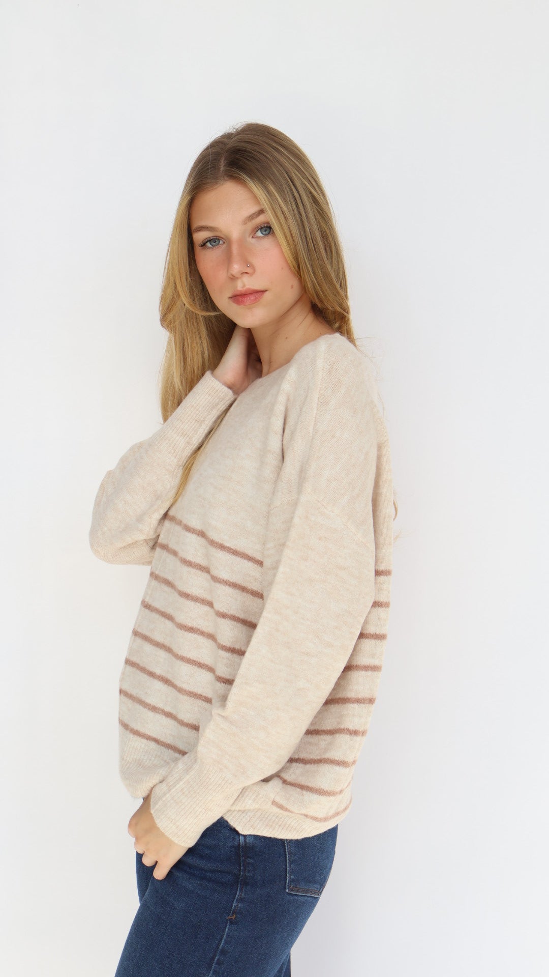 Stripe Crew Neck Everyday Sweater