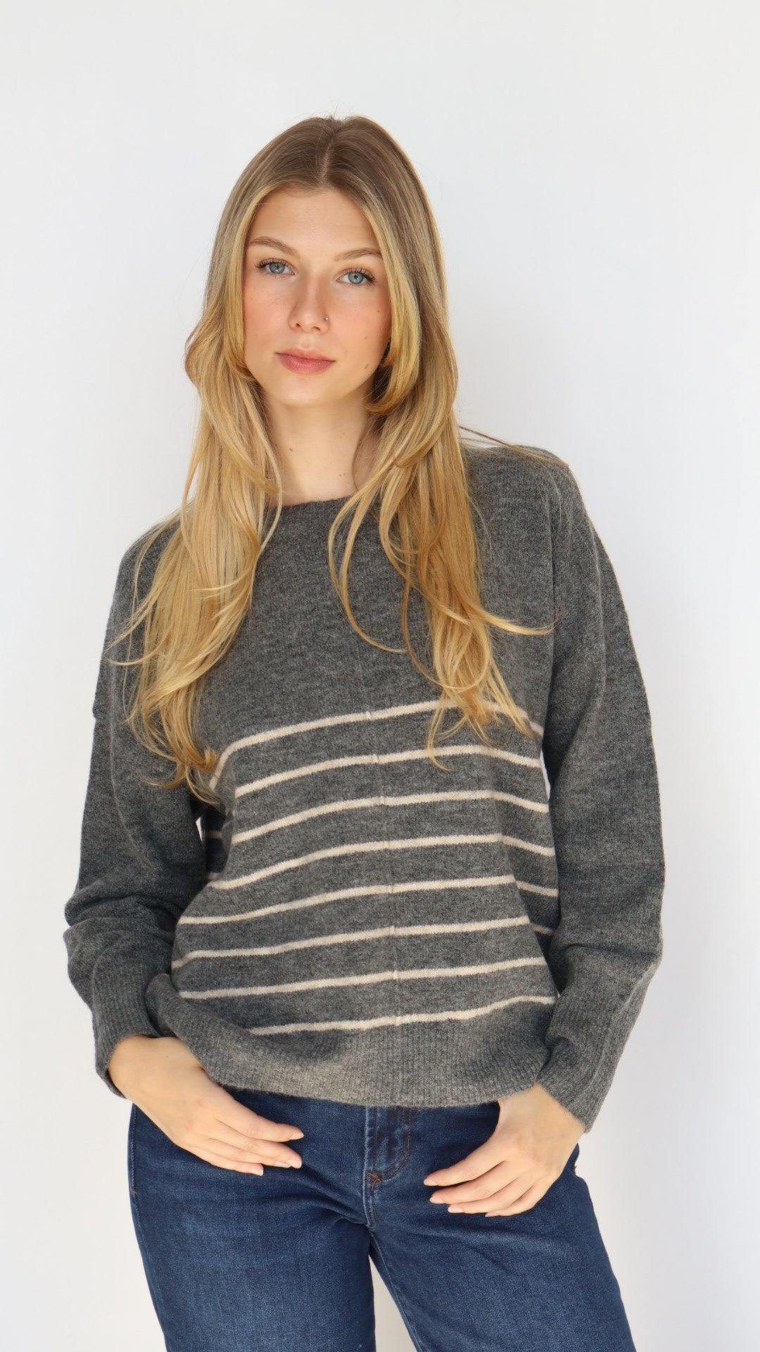 Stripe Crew Neck Everyday Sweater