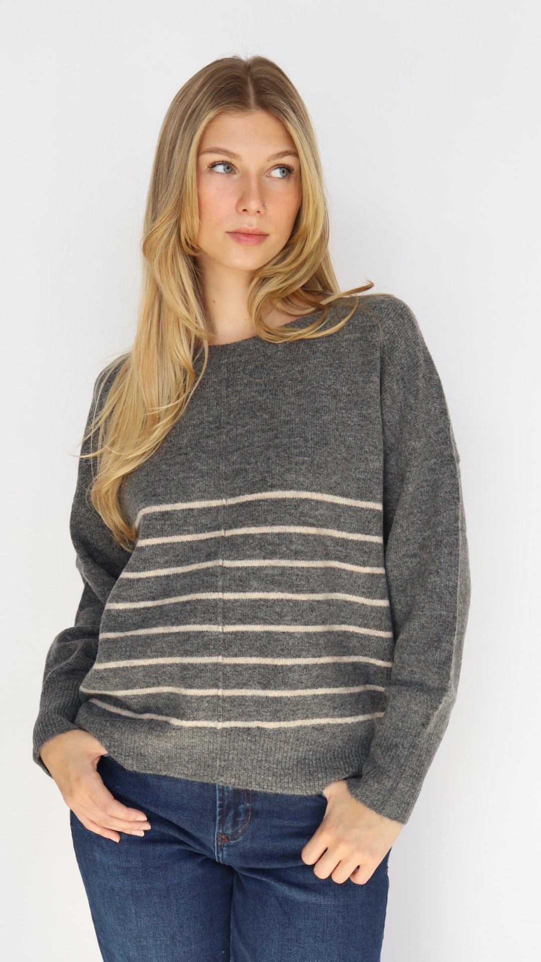 Stripe Crew Neck Everyday Sweater