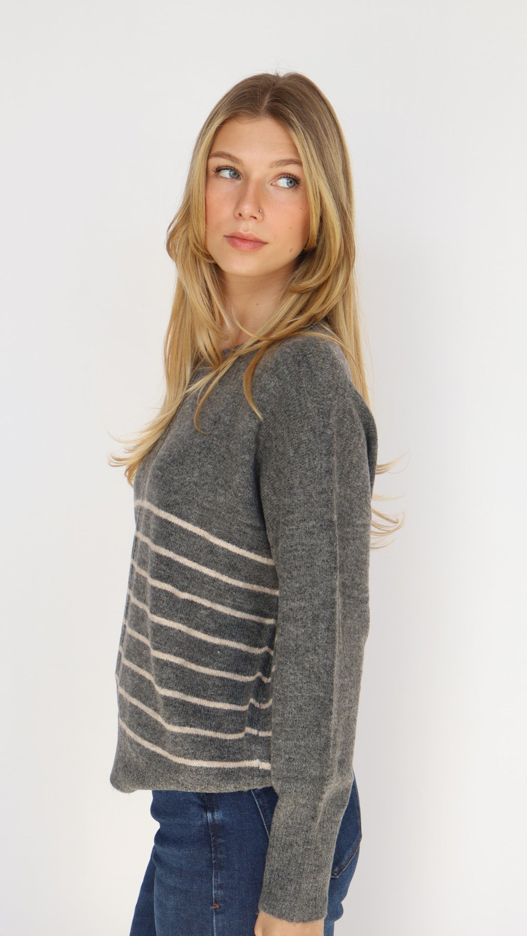 Stripe Crew Neck Everyday Sweater