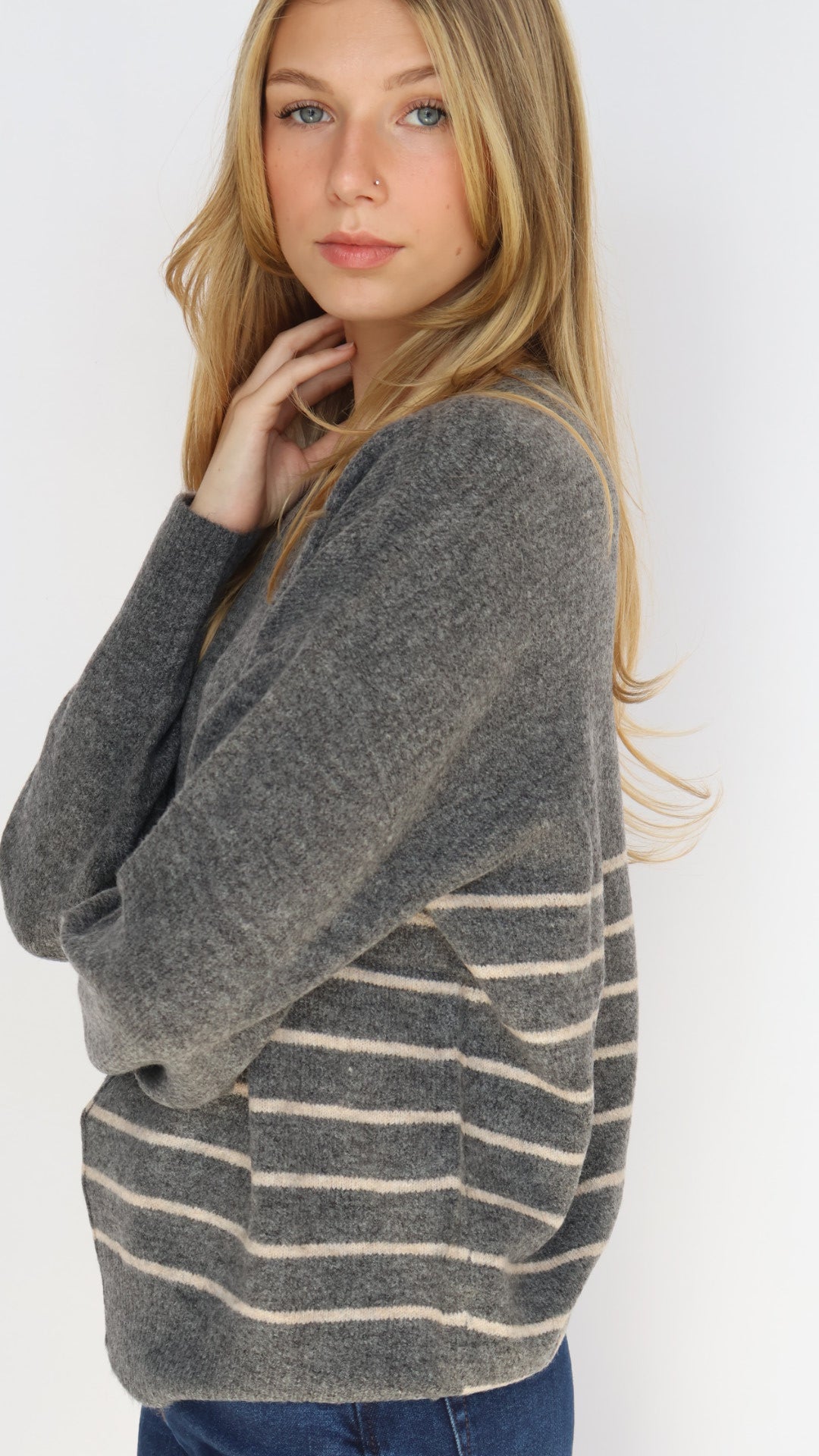 Stripe Crew Neck Everyday Sweater