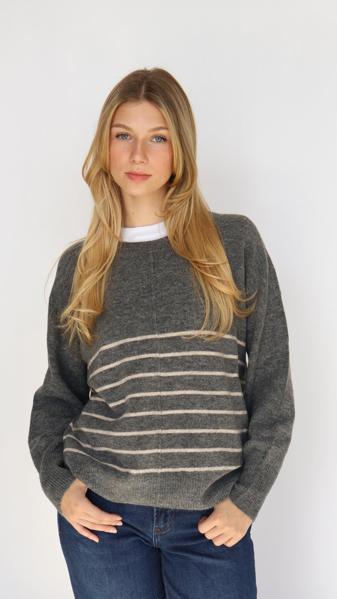 Stripe Crew Neck Everyday Sweater