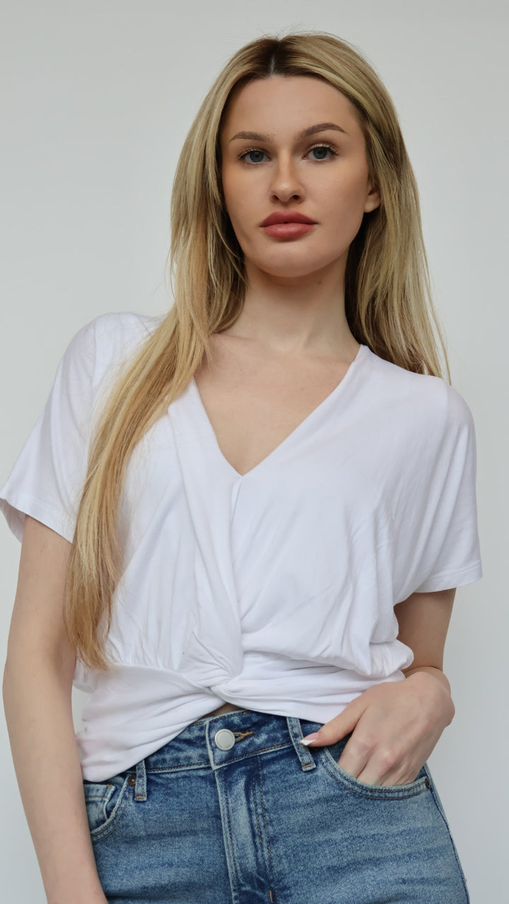 Rachel Short Sleeve Twist Front Top