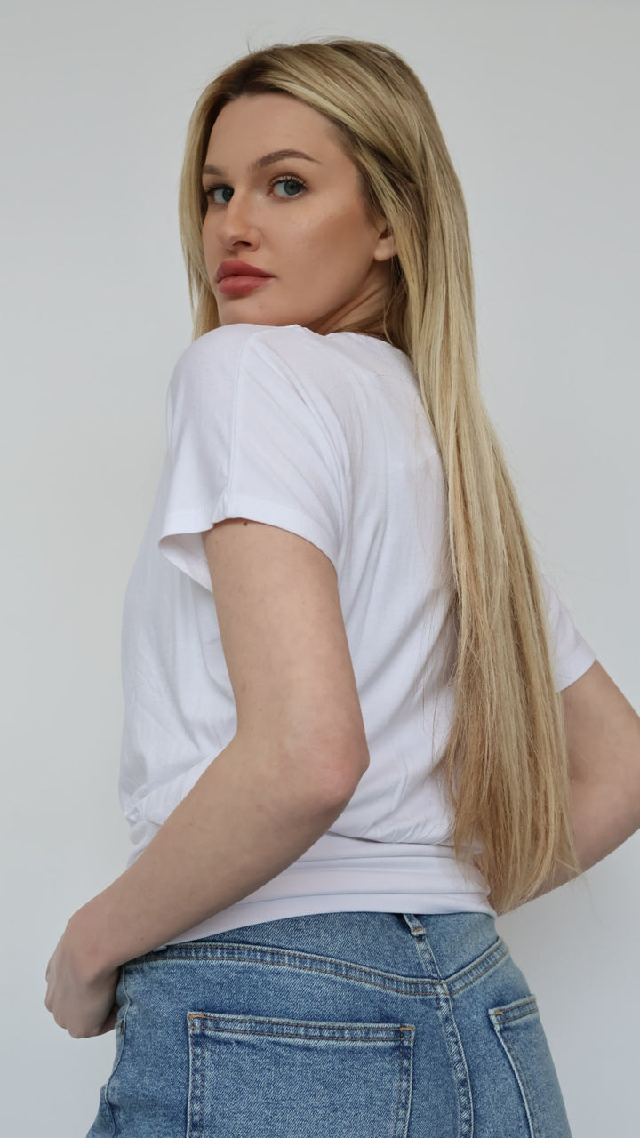 Rachel Short Sleeve Twist Front Top