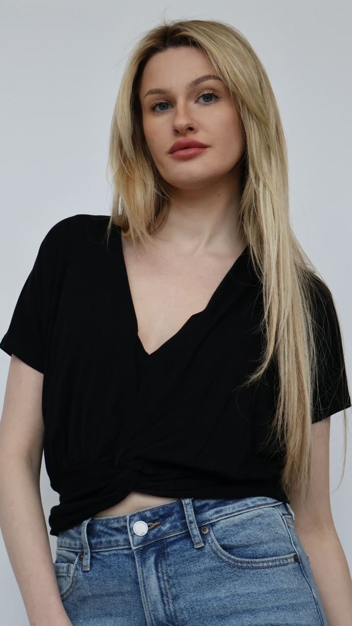 Rachel Short Sleeve Twist Front Top