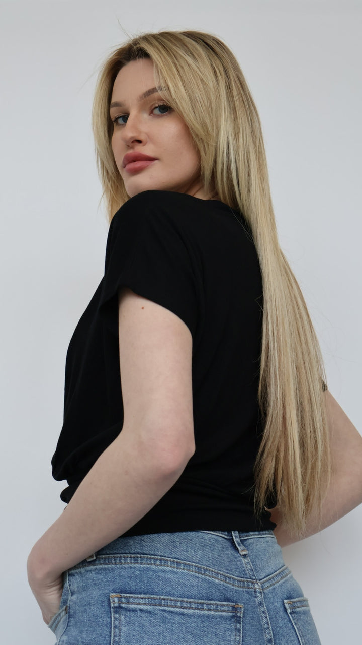 Rachel Short Sleeve Twist Front Top