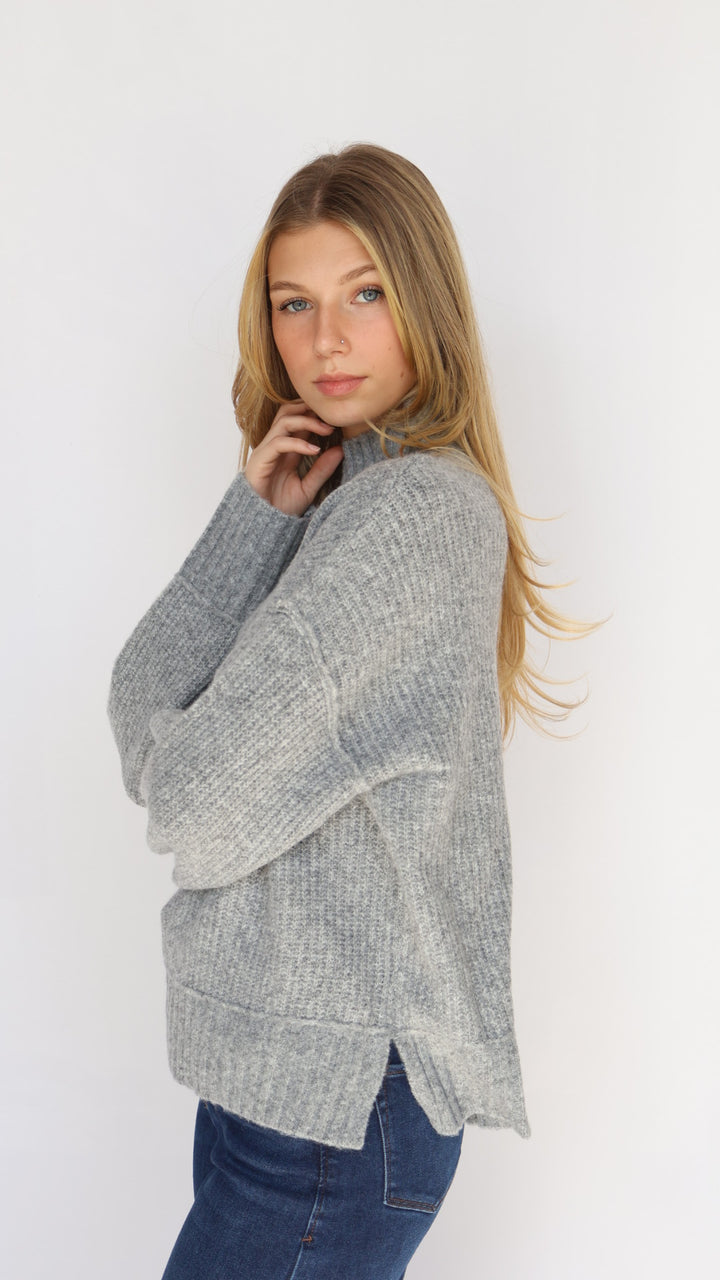 Mock Neck Knit Pullover Sweater