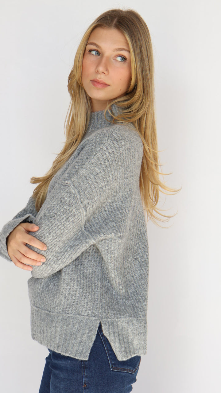 Mock Neck Knit Pullover Sweater