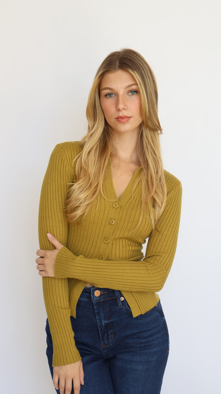 Ribbed Knit Collared Cutout Top