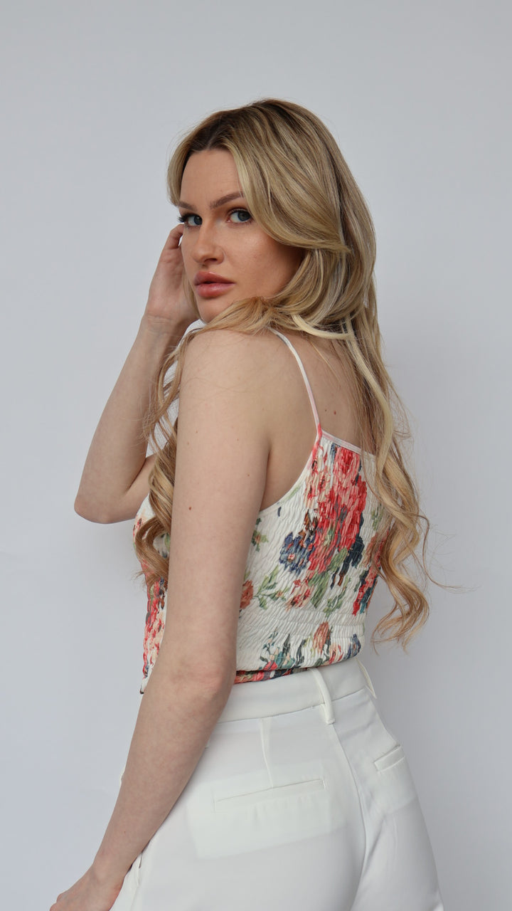Floral-Print Smocked Cami Top