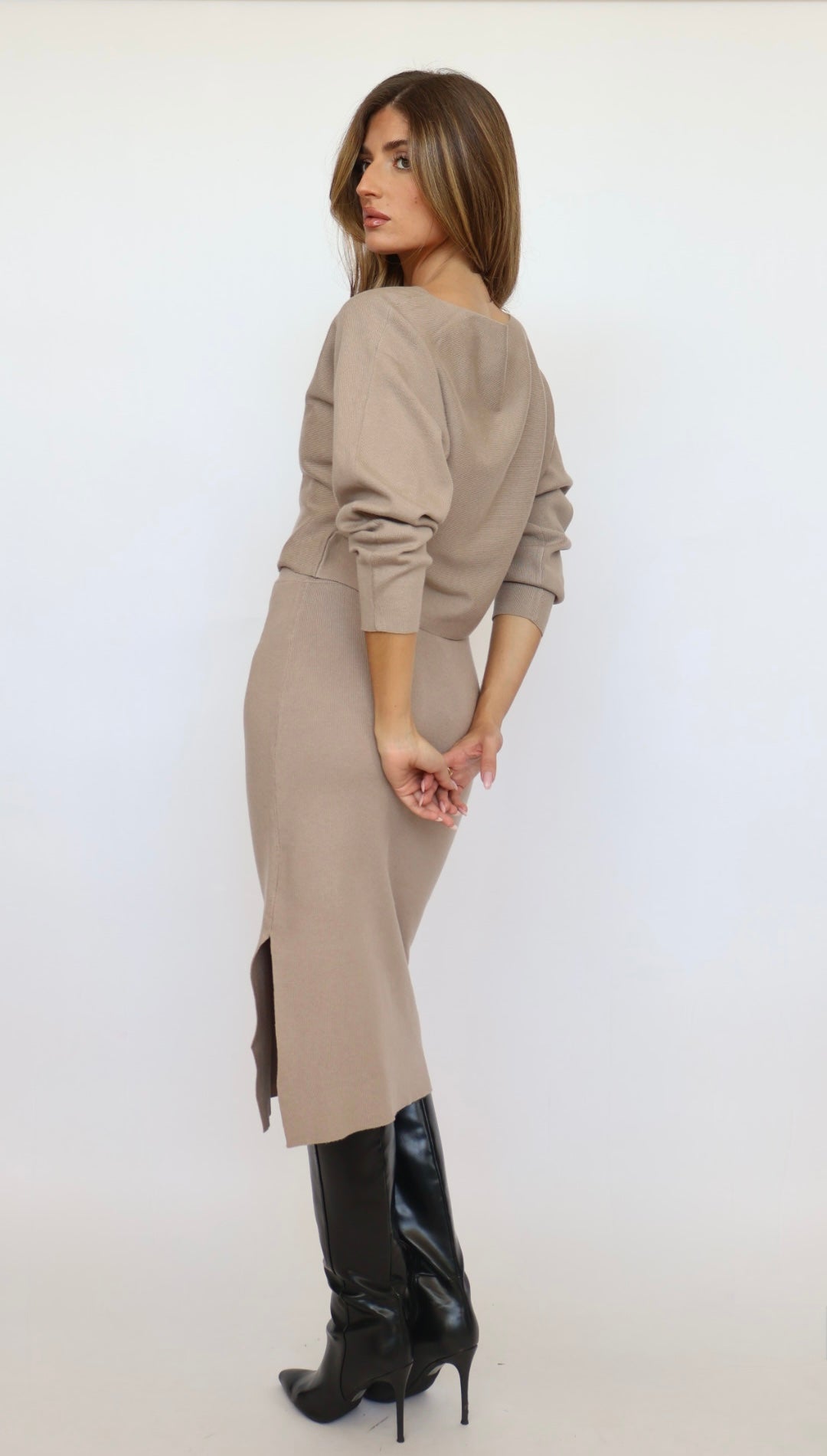 Side Slit Knit Pencil Skirt - Pinch