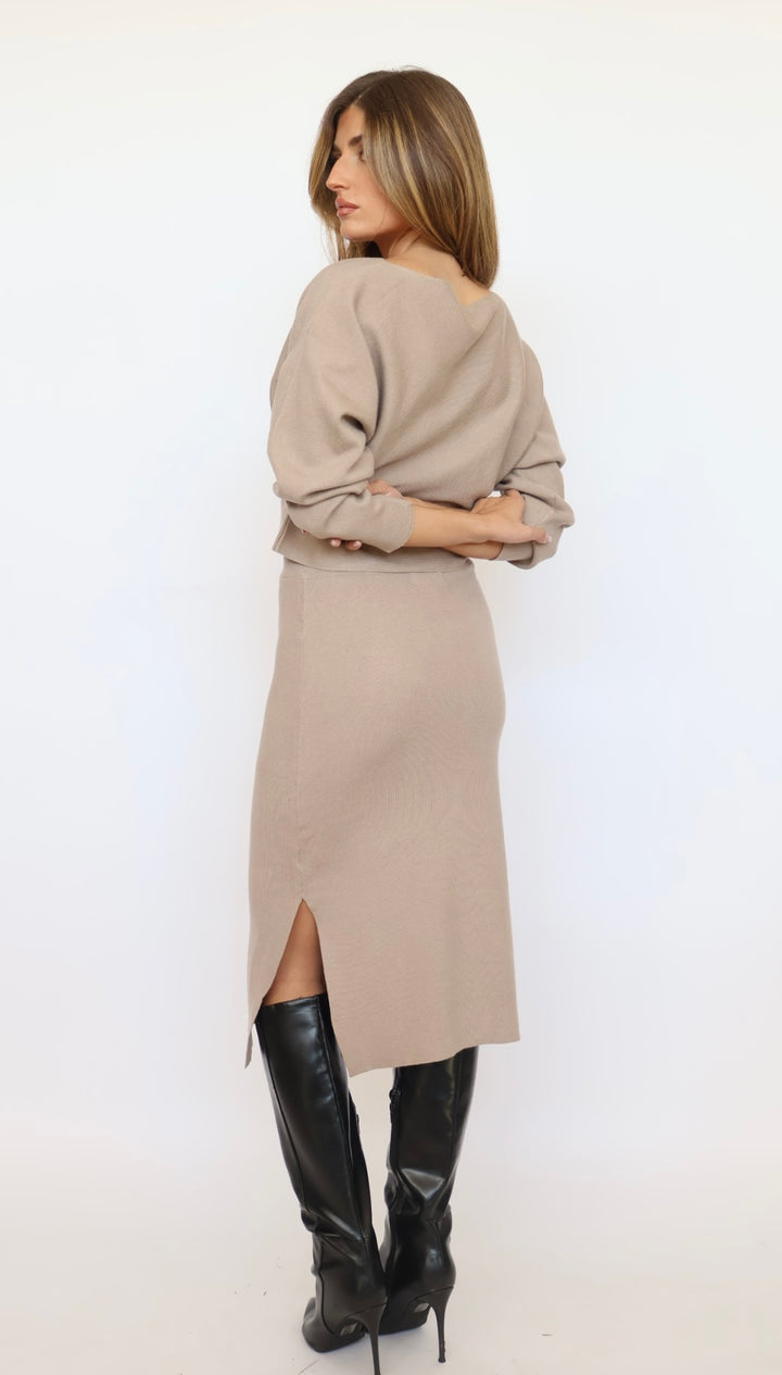 Side Slit Knit Pencil Skirt - Pinch