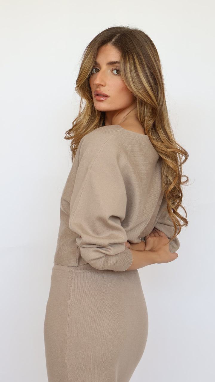 Boat Neck Long Sleeve Cropped Sweater – Pinch
