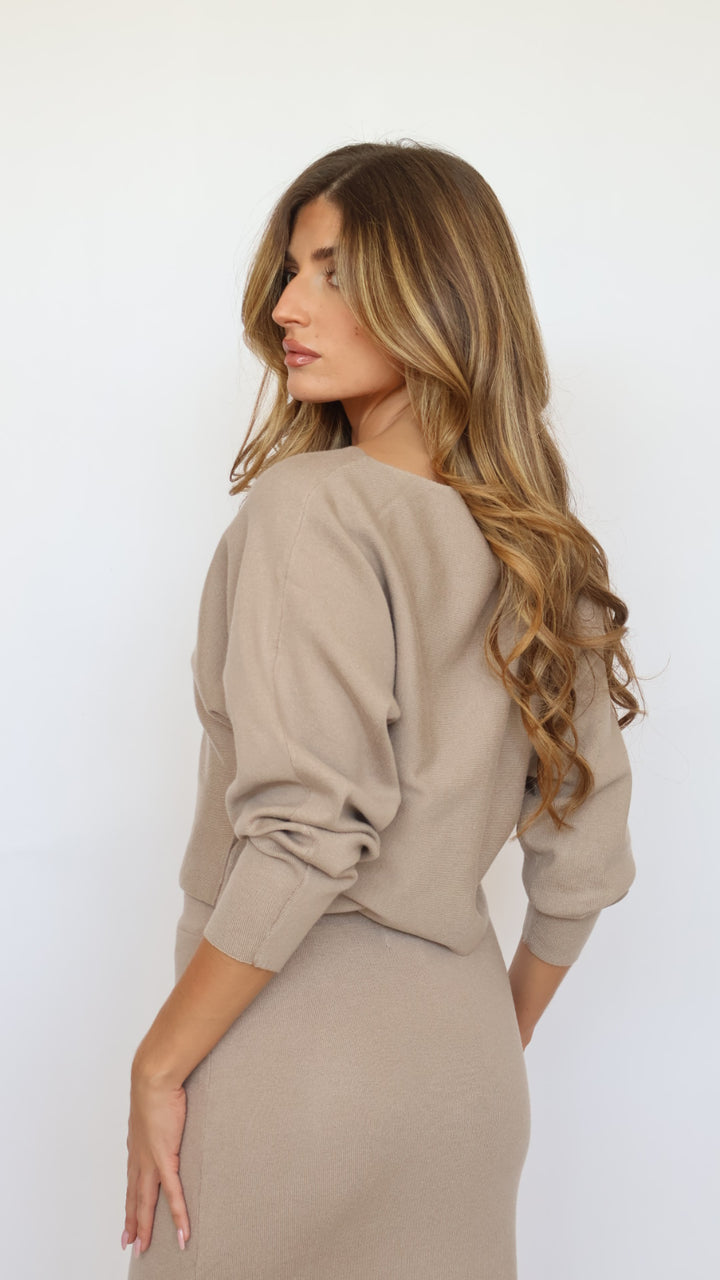 Boat Neck Long Sleeve Cropped Sweater – Pinch