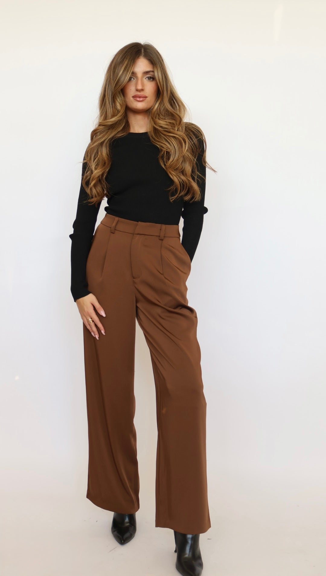 Wide Leg Trousers - Chocolate Brown