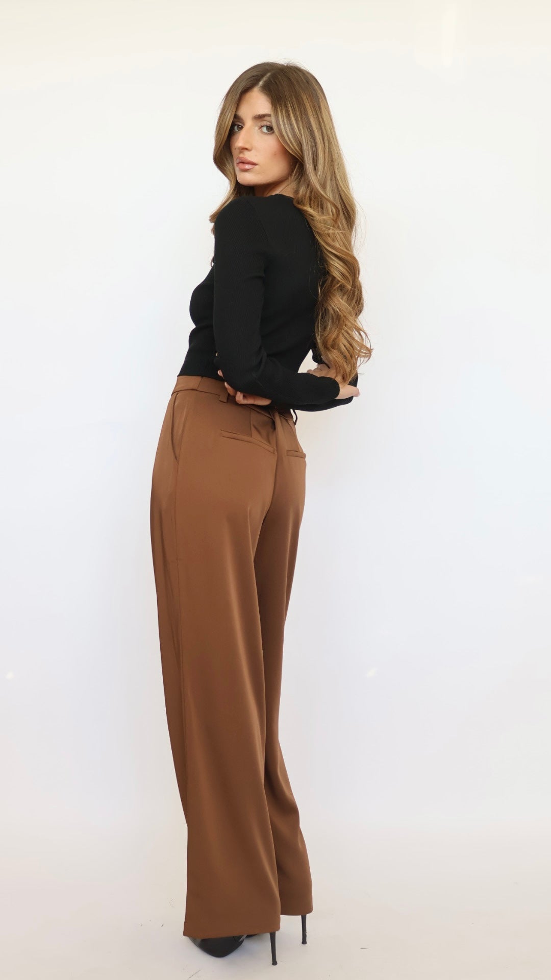 Wide Leg Trousers - Chocolate Brown