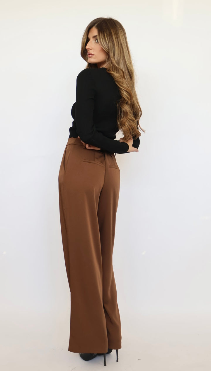 Wide Leg Trousers - Chocolate Brown