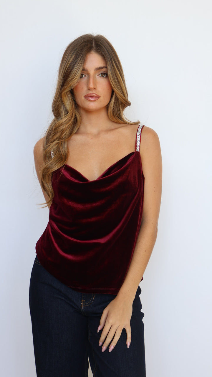 Velvet Cowl Neck Top