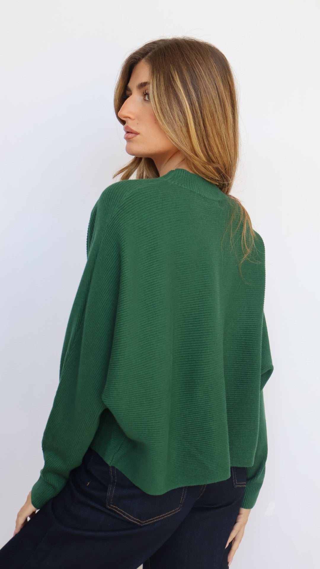 Relaxed Fit Rib Knit Dolman Sweater