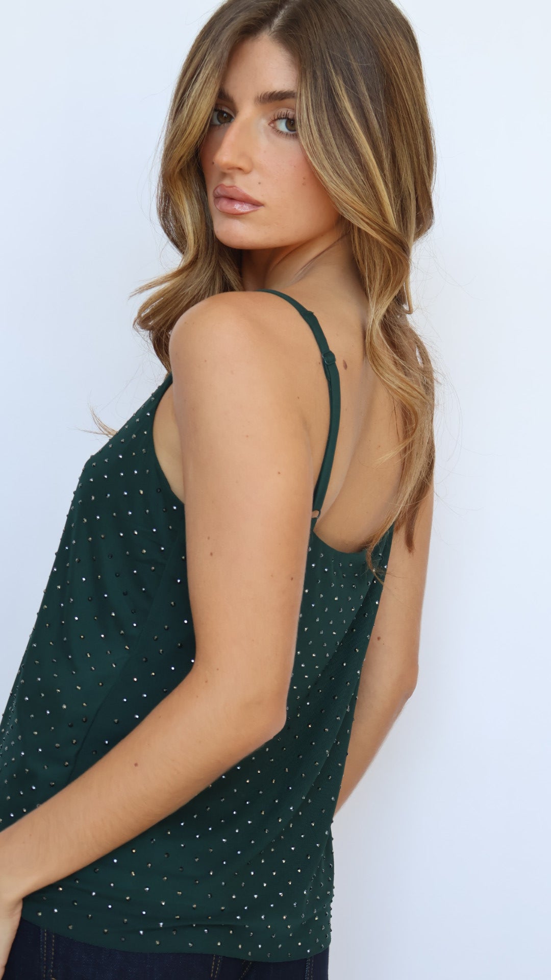 Mesh Sparkle Stud Cami Top