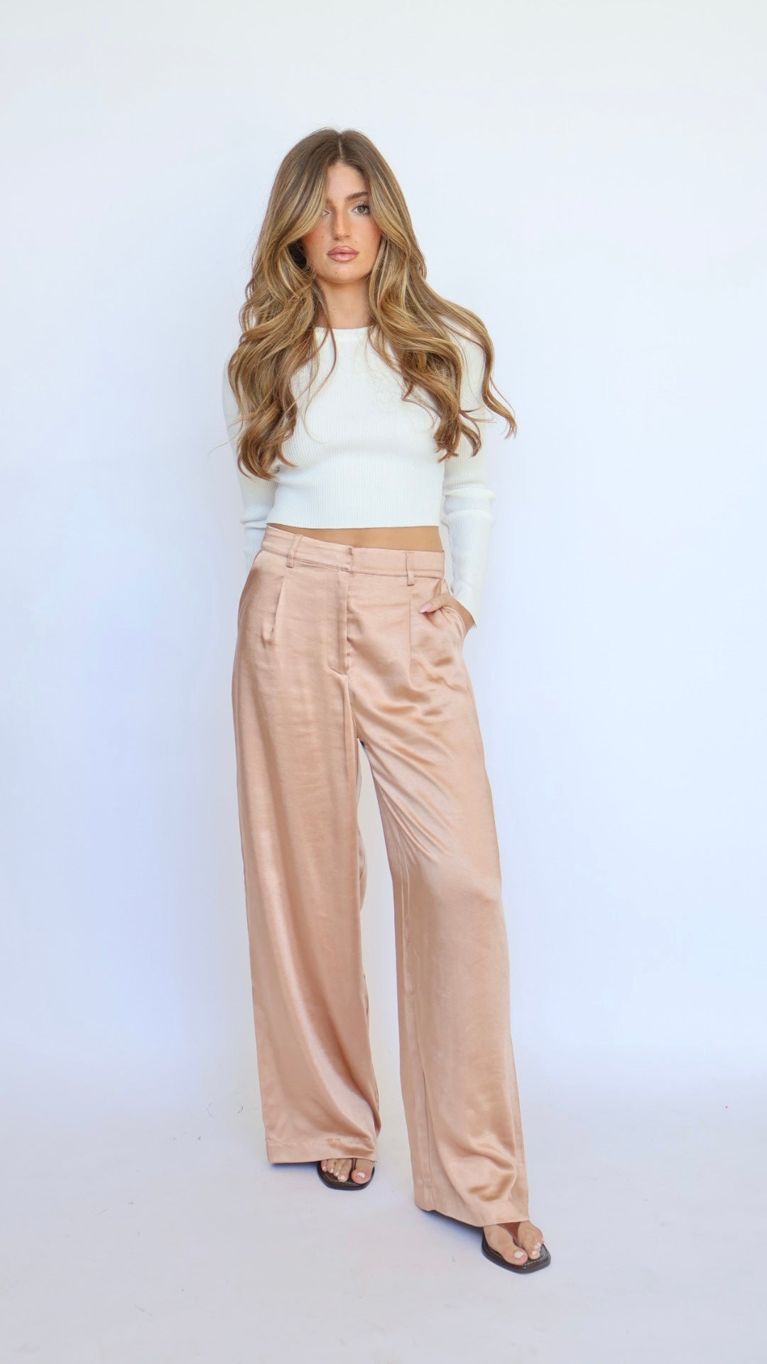 Satin Elastic Back Trouser