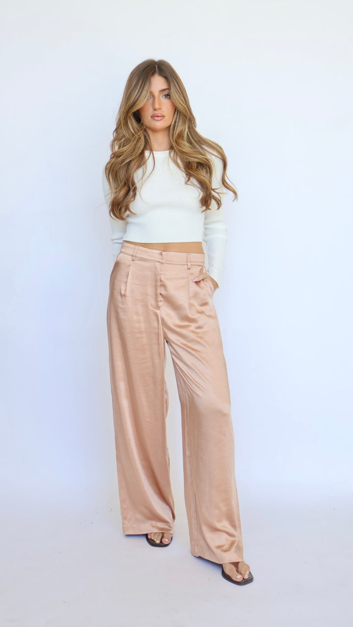 Satin Elastic Back Trouser