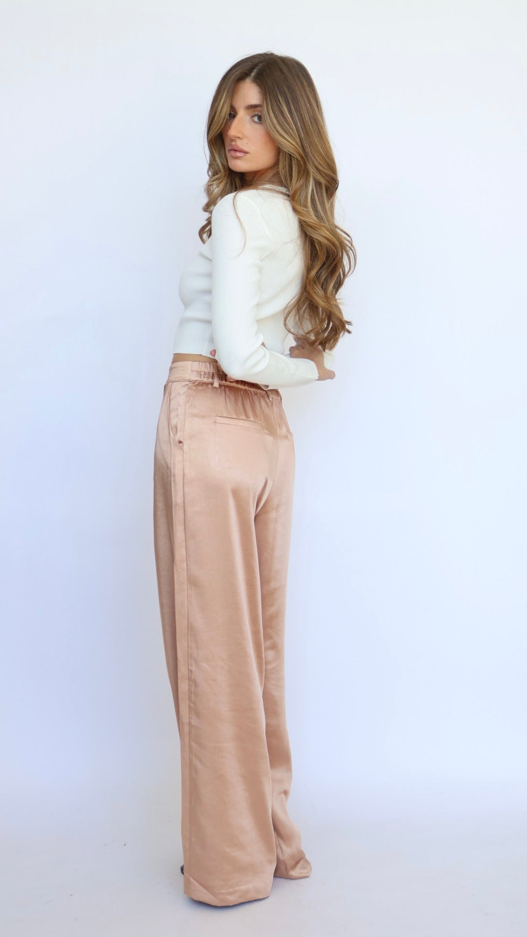 Satin Elastic Back Trouser