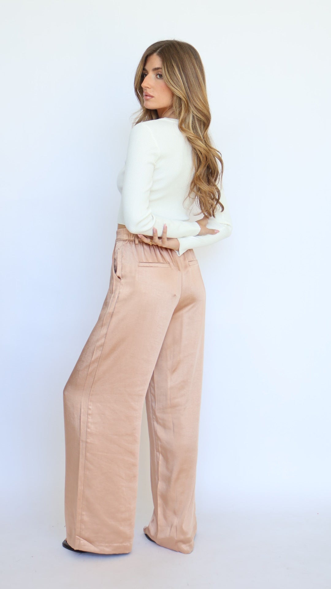 Satin Elastic Back Trouser