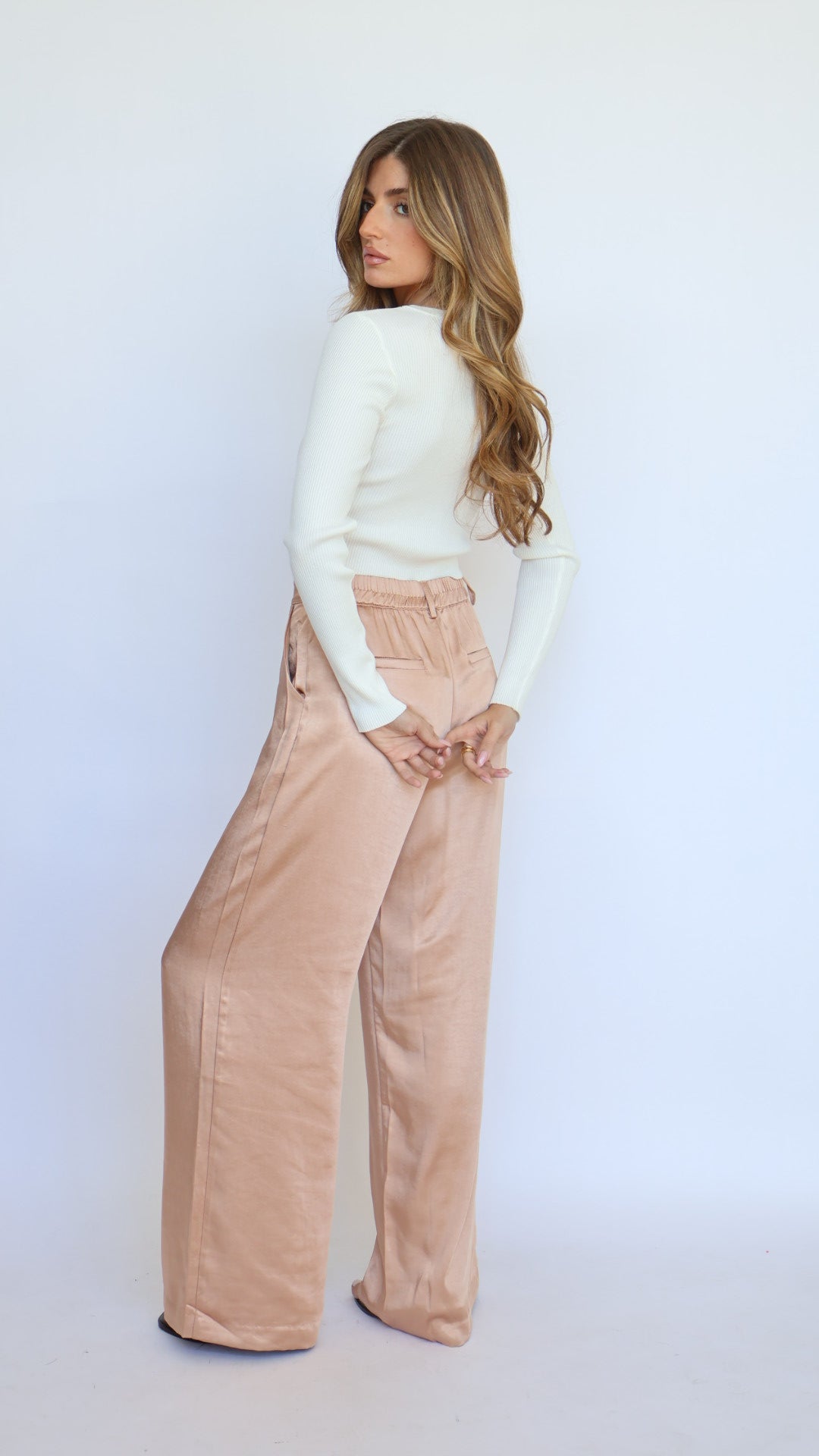 Satin Elastic Back Trouser