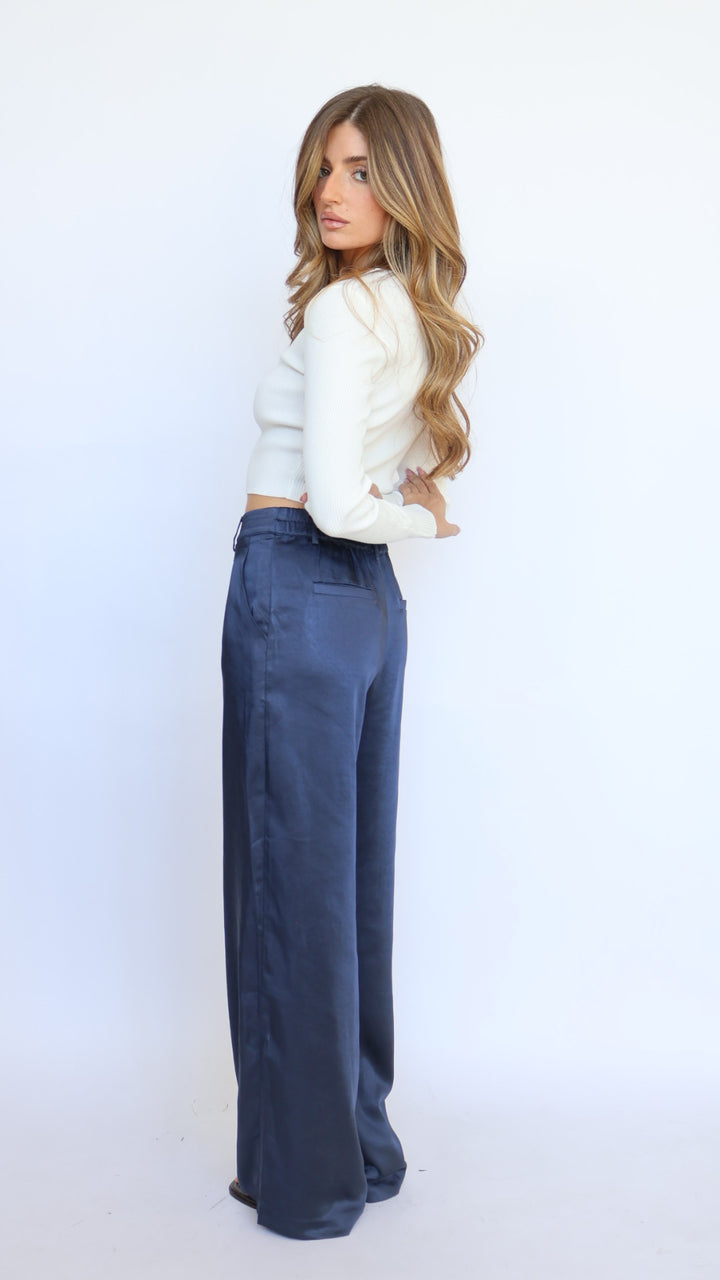 Satin Elastic Back Trouser