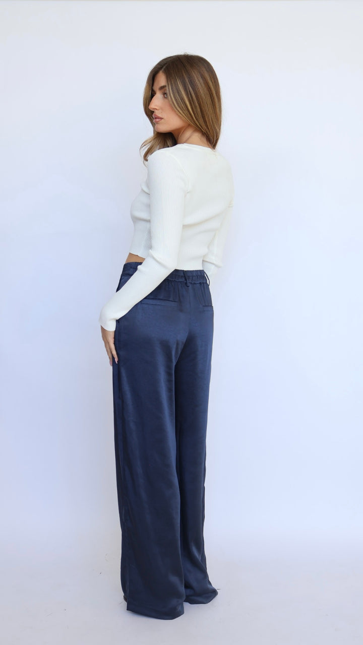 Satin Elastic Back Trouser