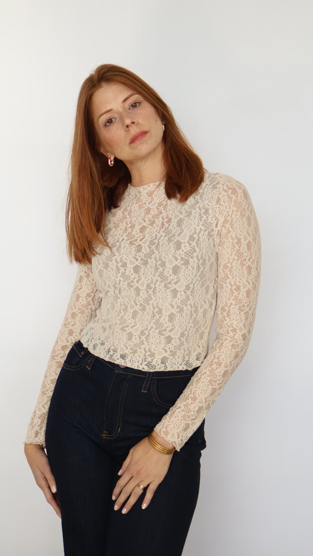 Lace Long Sleeve Knit Top