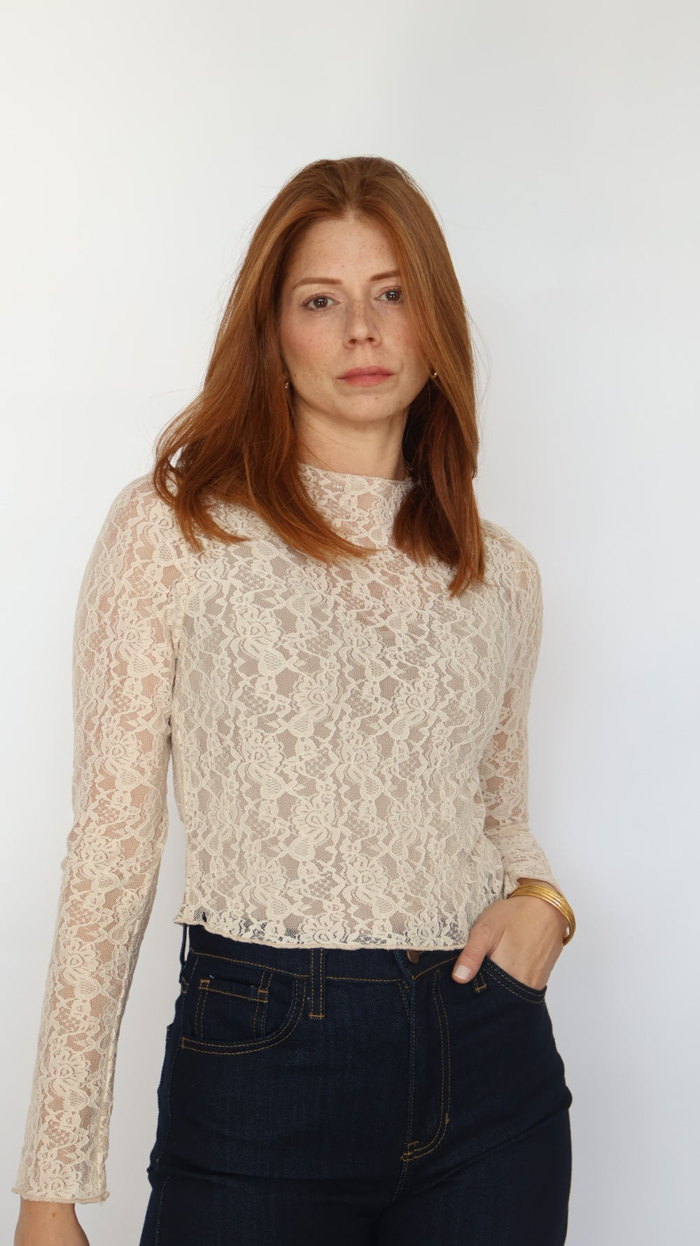 Lace Long Sleeve Knit Top