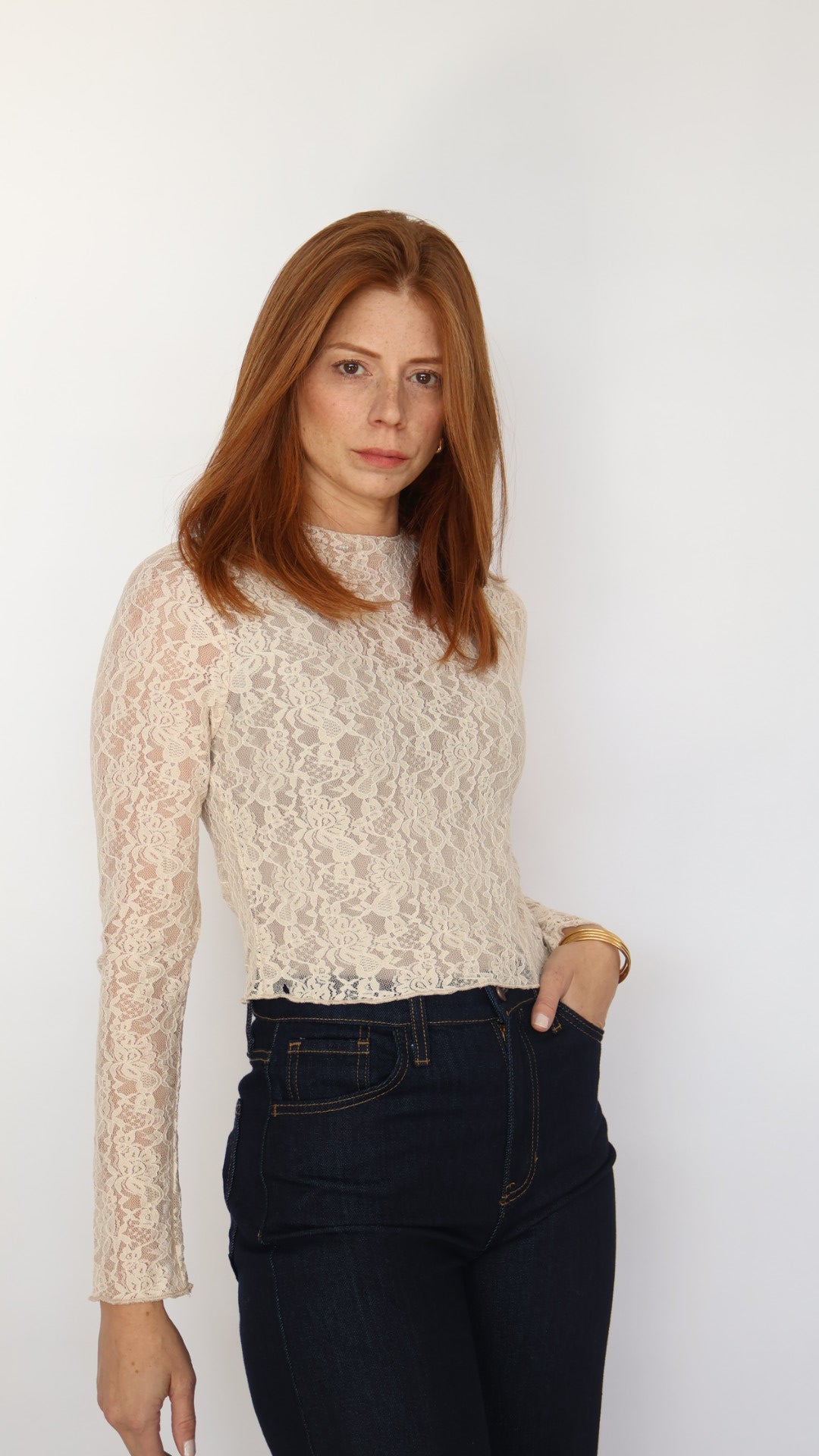 Lace Long Sleeve Knit Top