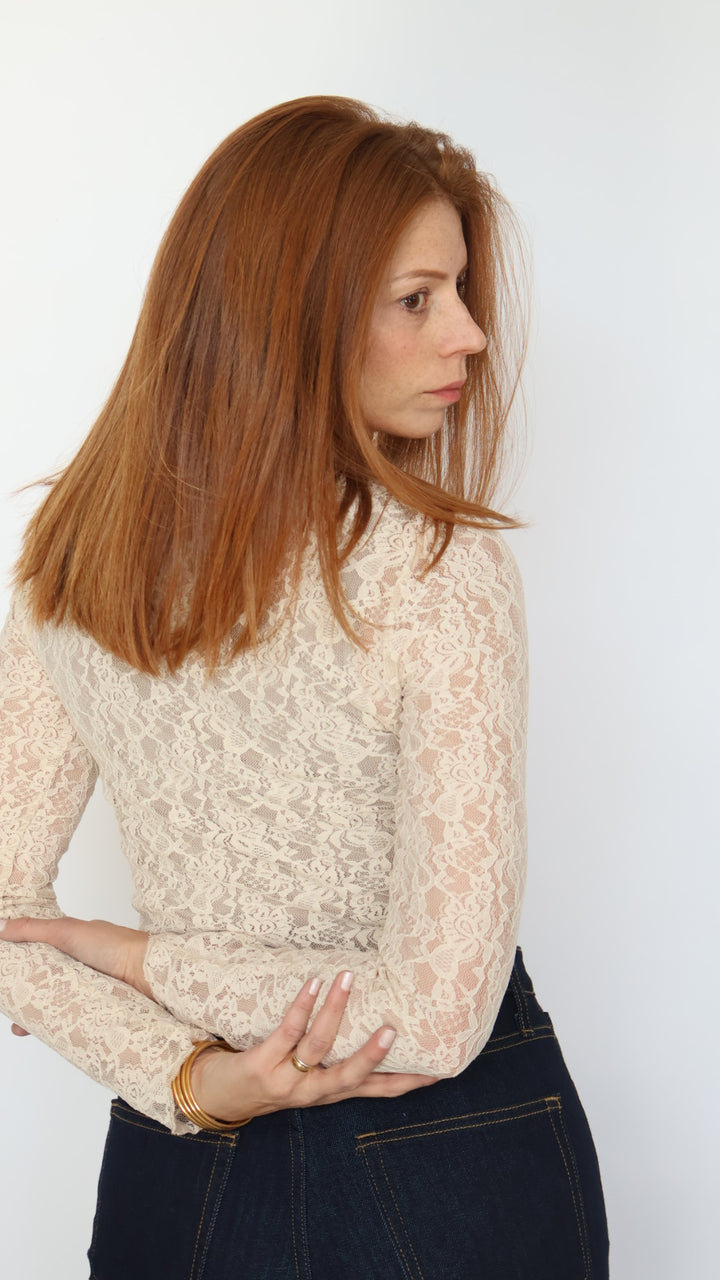Lace Long Sleeve Knit Top