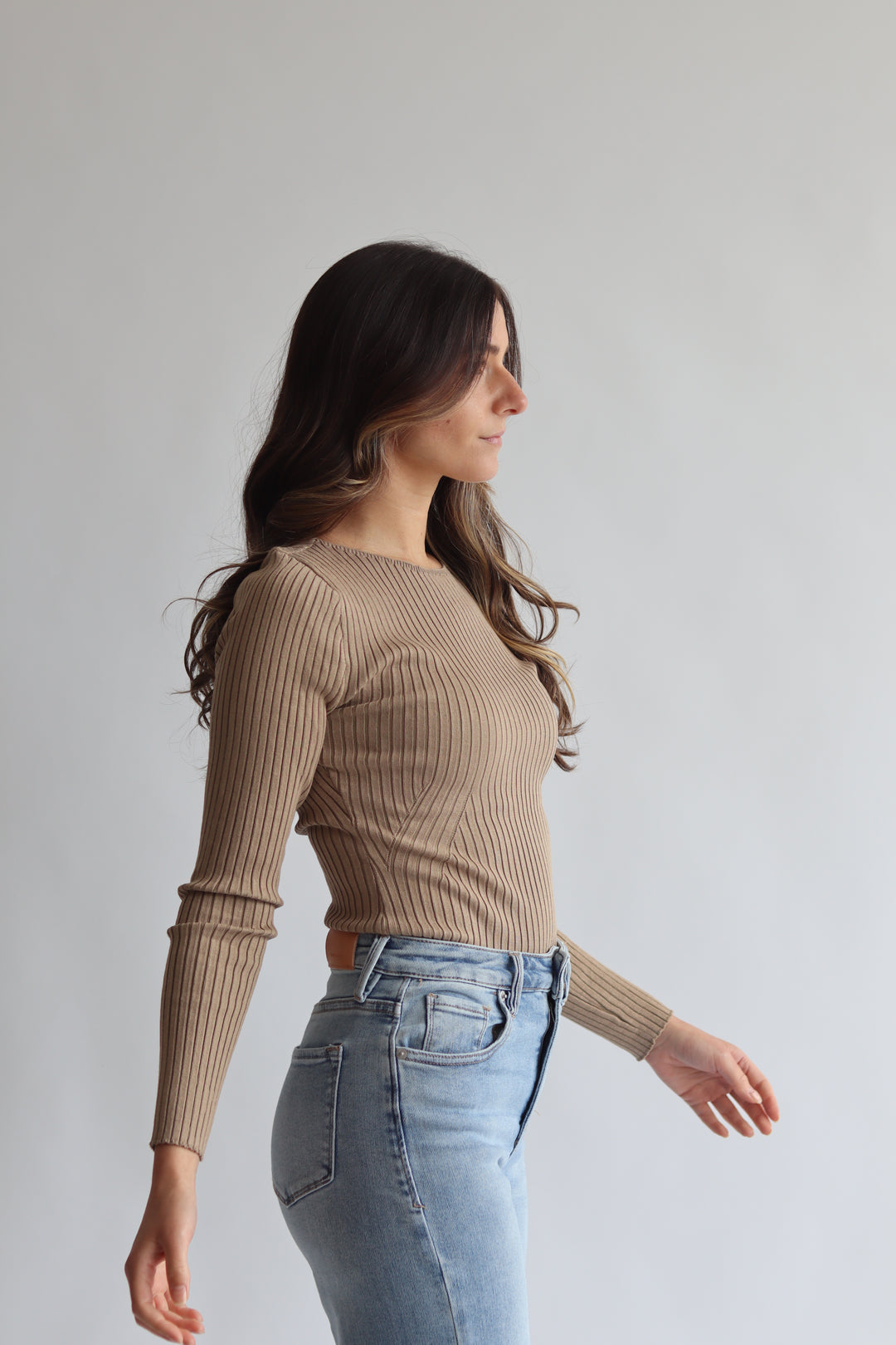 Ribbed Fitted Sweater Top